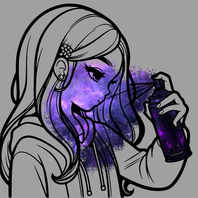 a realistic girl spray painting