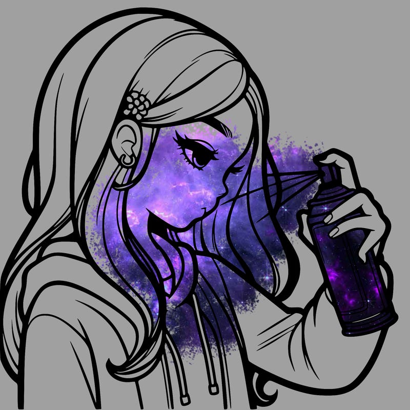 a realistic girl spray painting