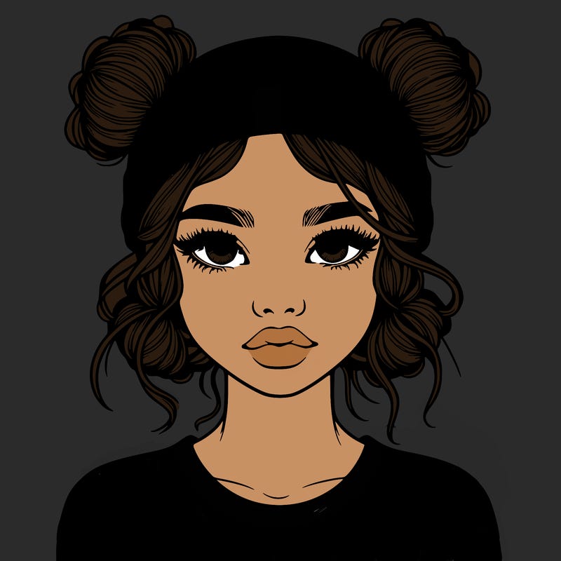 realistic girl with buns in her hair with a beanie on