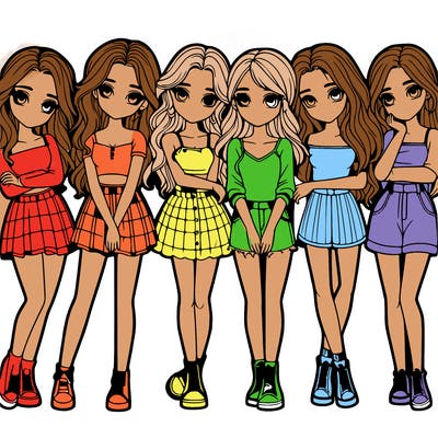 a group of girls realistic