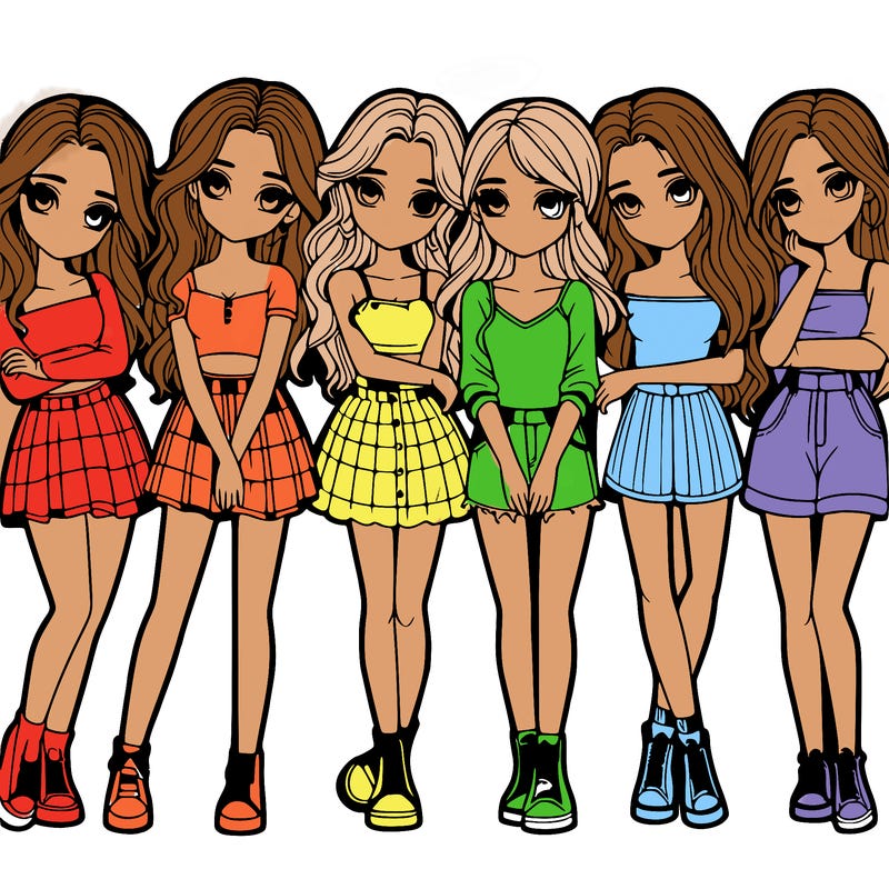 a group of girls realistic