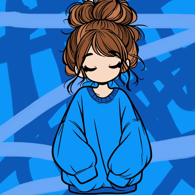 girl with baggy sweatshirt and messy bun