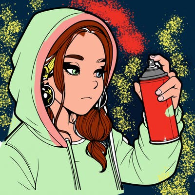 a realistic girl, spray painting