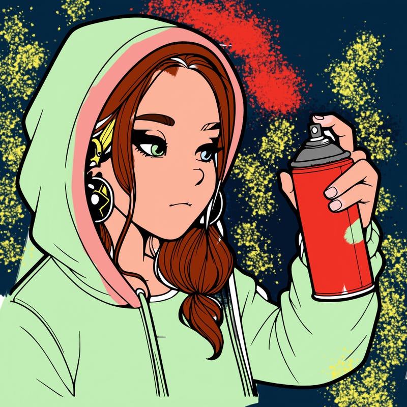 a realistic girl, spray painting