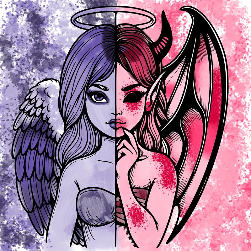 realistic angel half demon