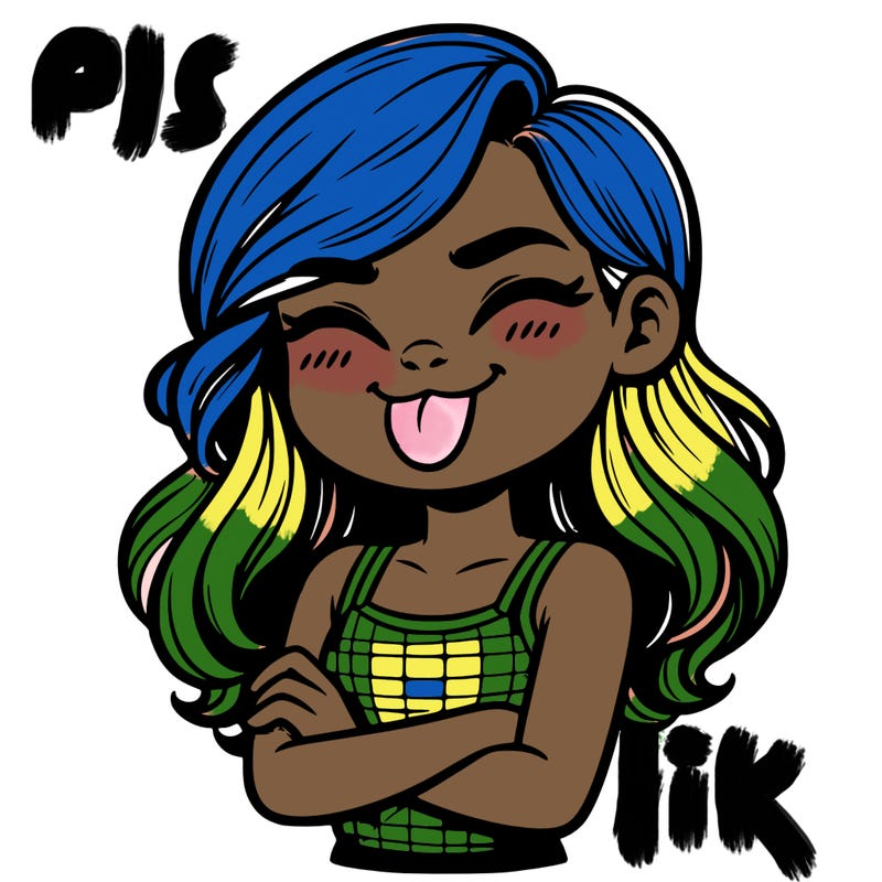 realistic girl crossing her arms and wearing a tank top with her tongue held out she has long hair