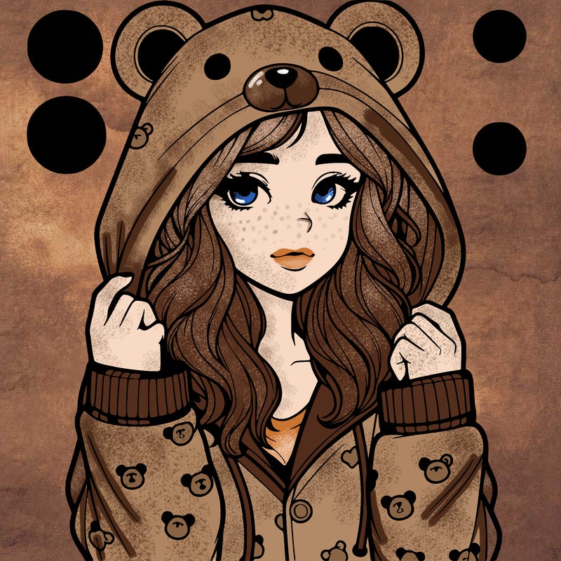 realistic girl in a animal pjs hoodie