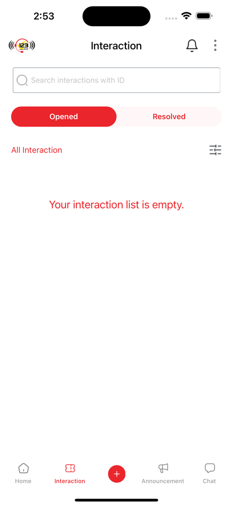 TD123 - TD123 app interaction history screen showing tabs for opened and resolved civic reports
