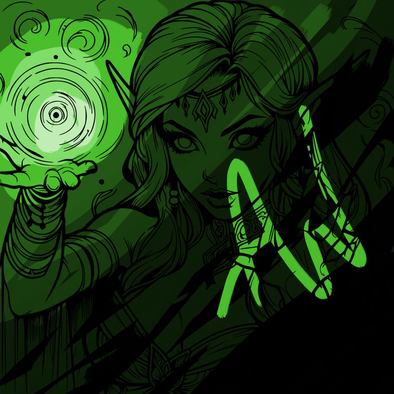 realistic scary beautiful elf sorceress casting spell