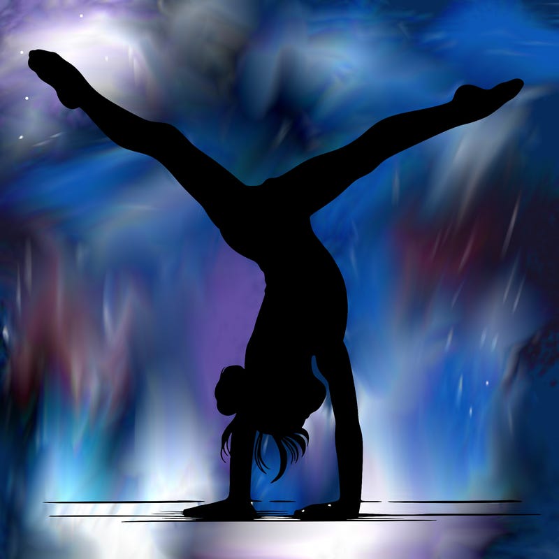realistic gymnastic hand stand girl in four splits