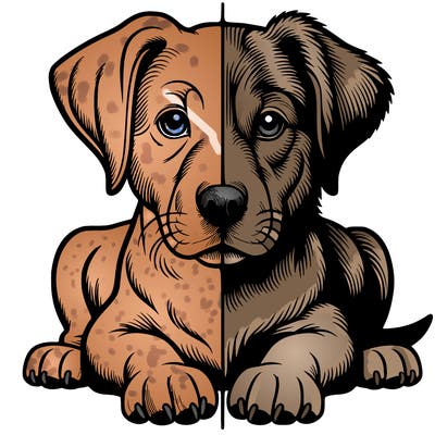 realistic dog split picture