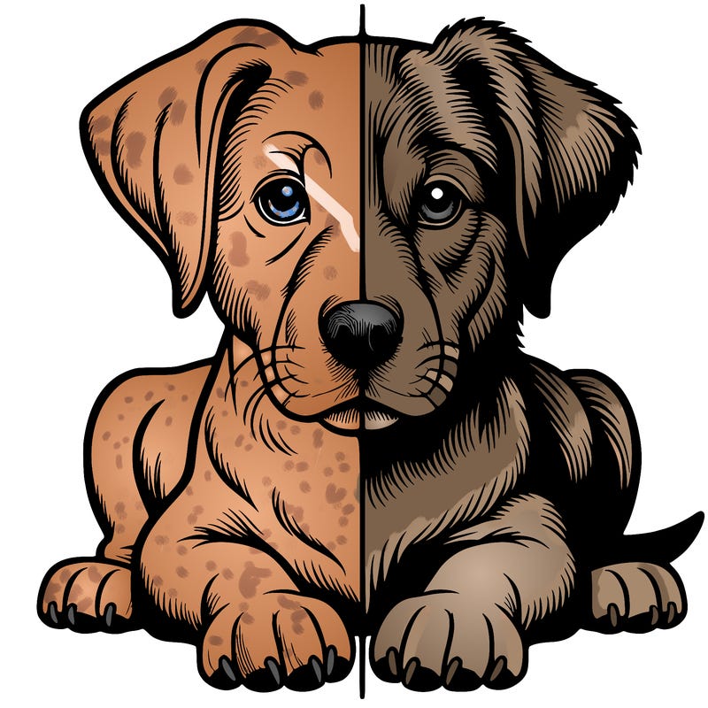 realistic dog split picture