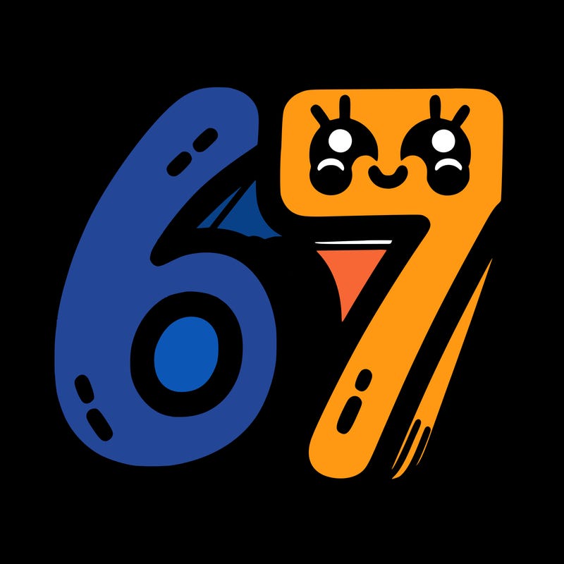 the numbers 67