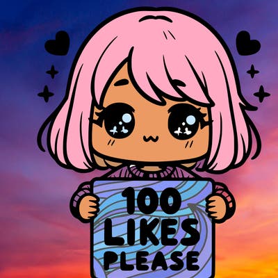 cute girl holding a sign saying 100 likes please