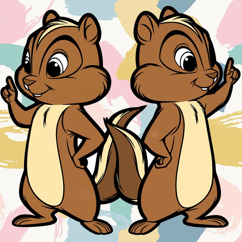 two tamias standing up split realistic