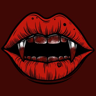 lips with vampire teeth