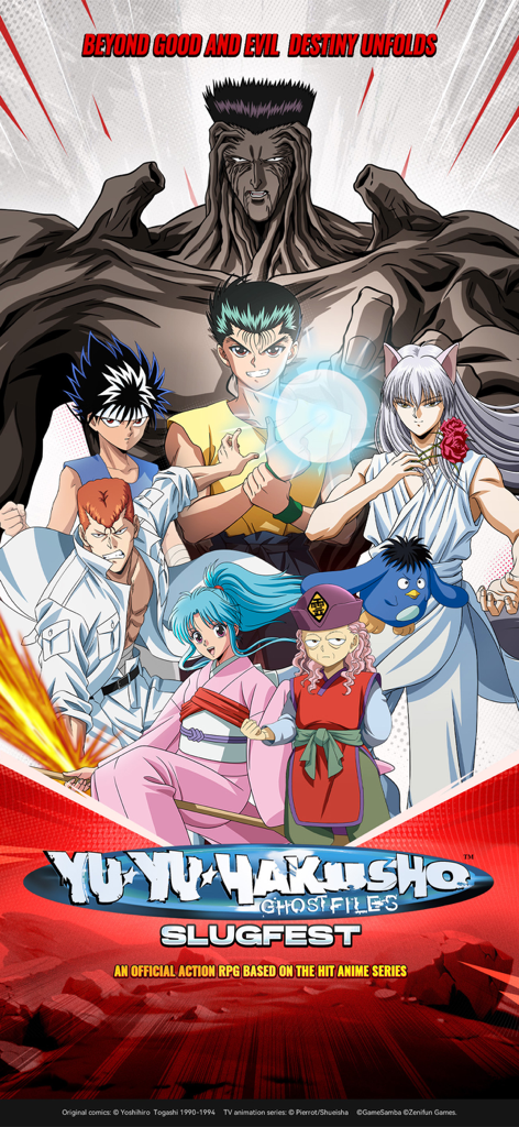Yu Yu Hakusho：Slugfest - Yu Yu Hakusho Slugfest mobile game main characters poster featuring Yusuke and Toguro