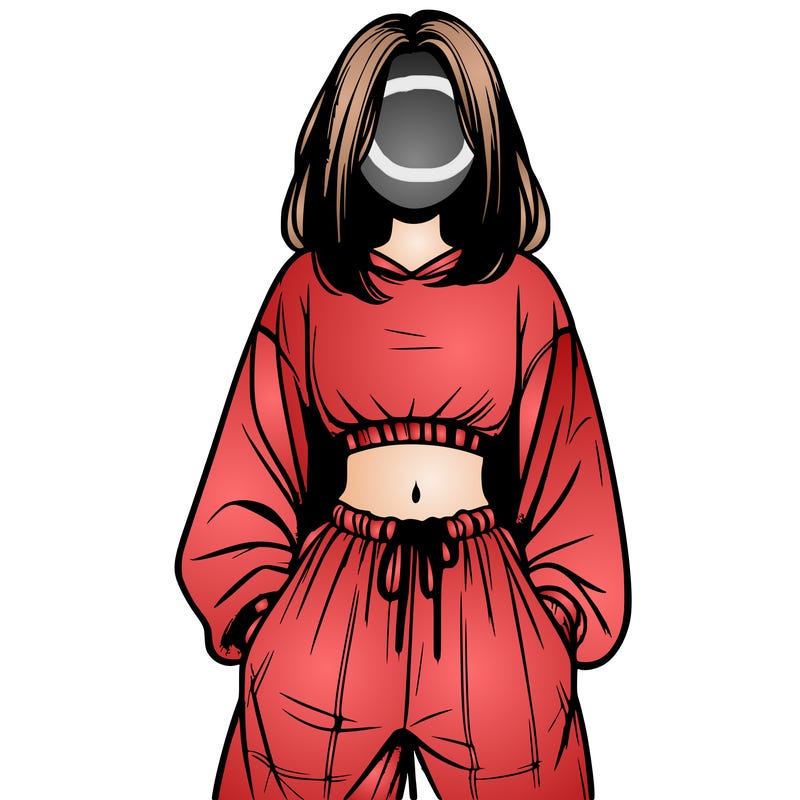 realistic girl faceless with baggy pants and a crop top