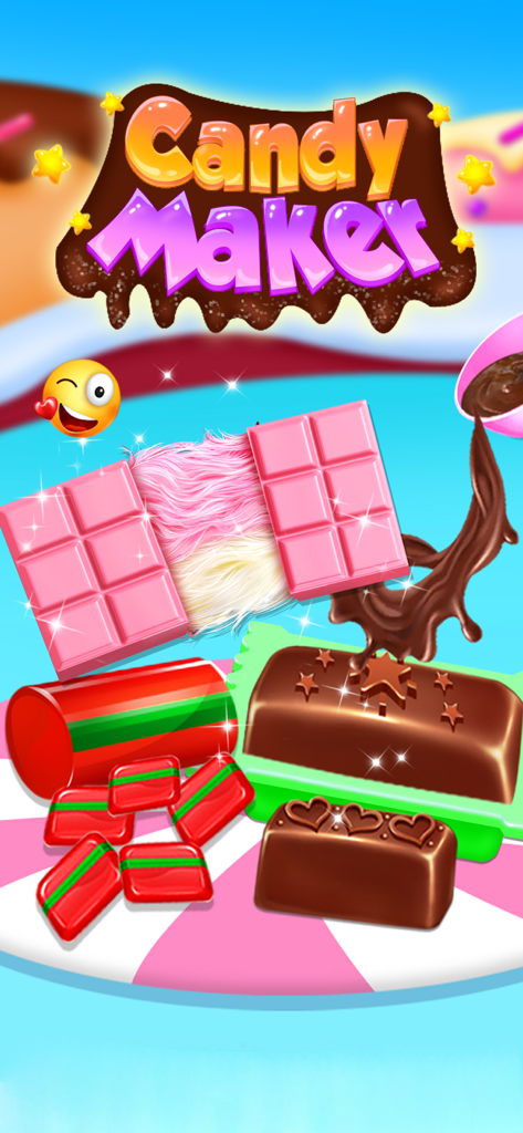 Candy Maker - Sweet Desserts - A variety of colorful homemade candies and viral chocolate bars in the Candy Maker game interface