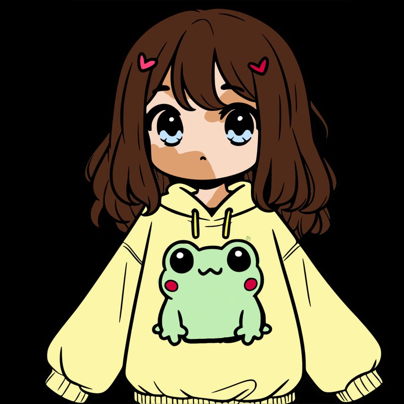 girl wearing frogging sweatshirt