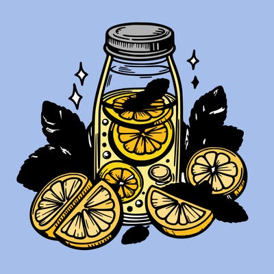 fresh water with lemons and mint