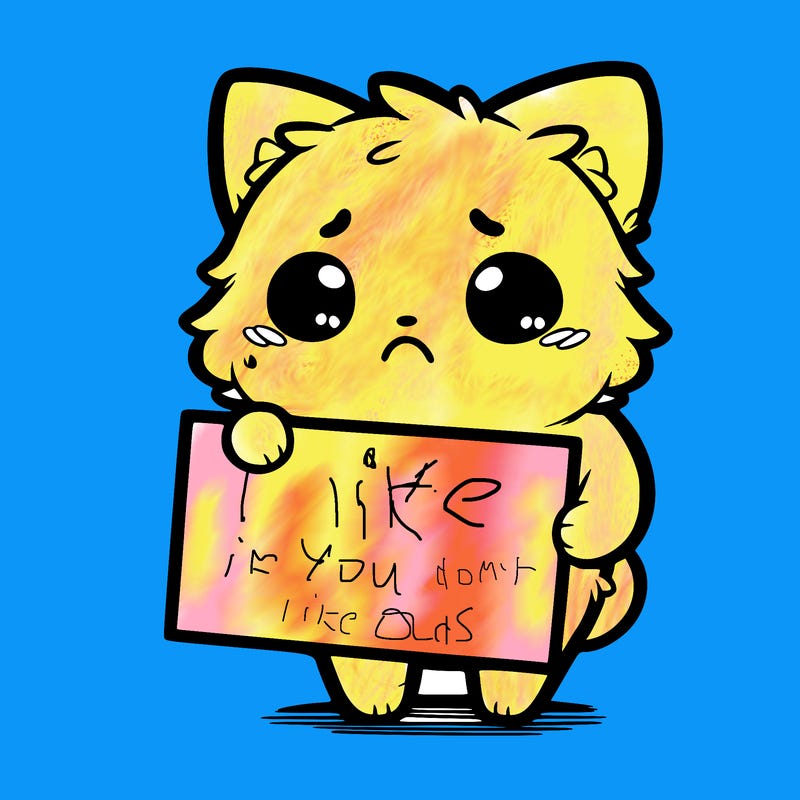 a really cute sad sad cat holding a blank sign