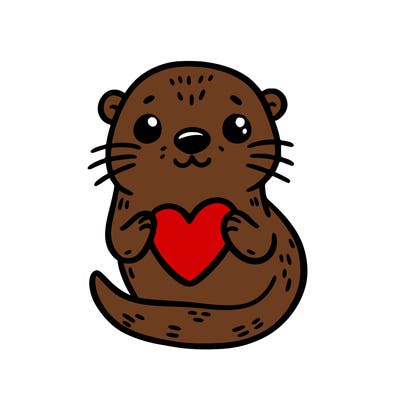 otter with a heart