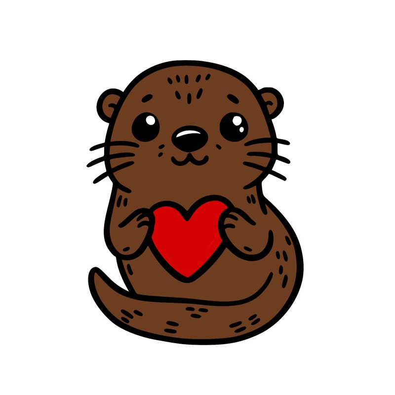 otter with a heart