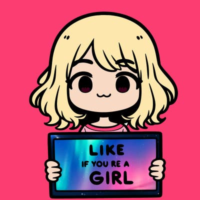 a cute girl holding a sign that says like if you’re a girl