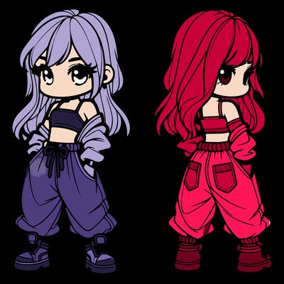 girl in crop top and baggy pants