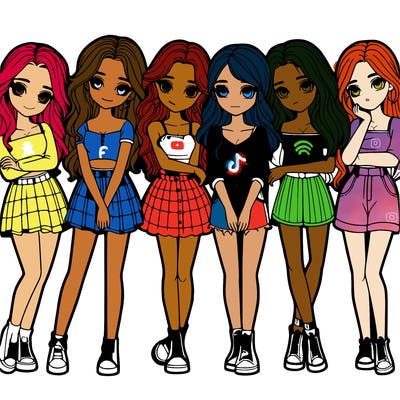 a group of girls realistic