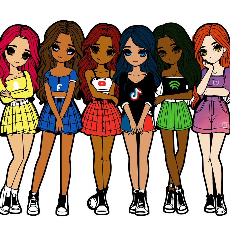 a group of girls realistic