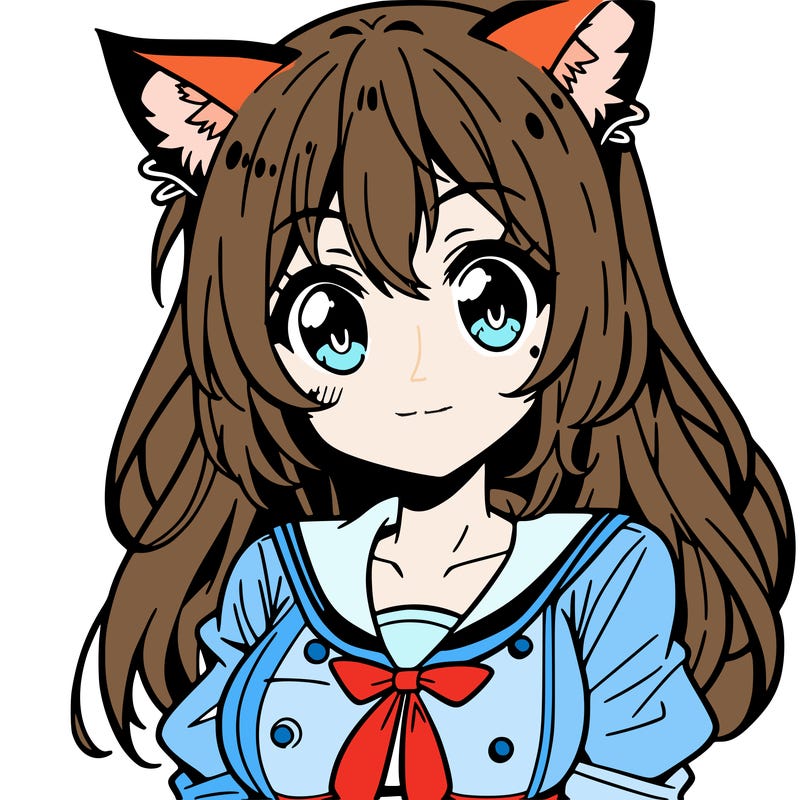 manga character girl, with cat ears