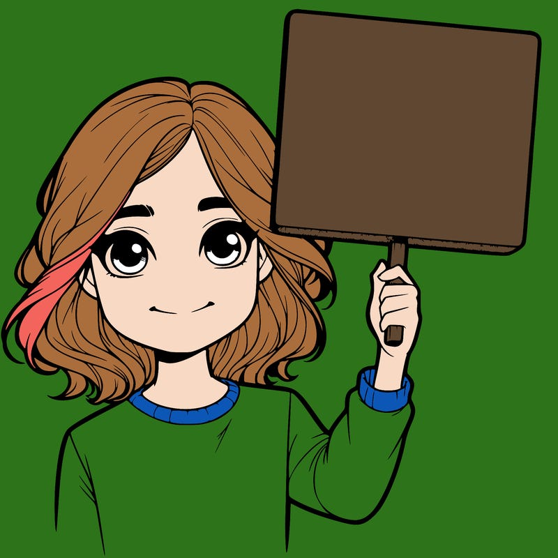 realistic girl holding up a sign