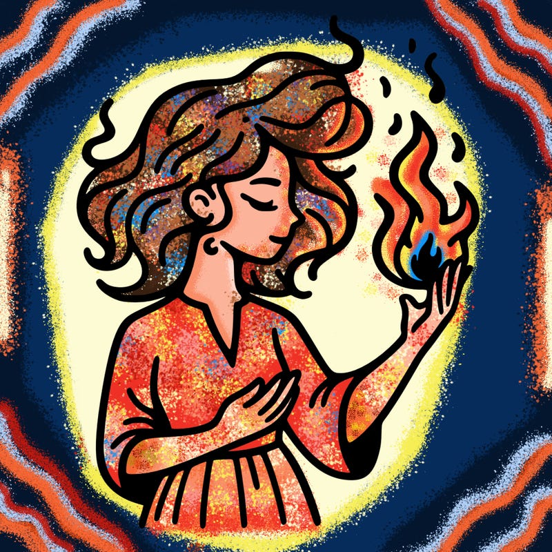 woman with fire
