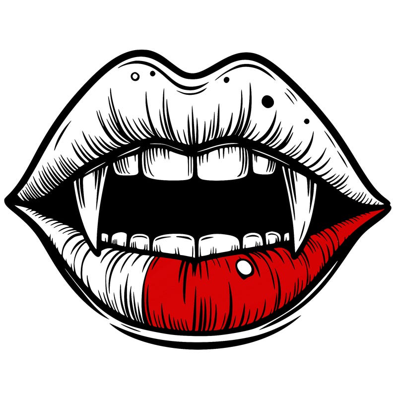 lips with vampire teeth