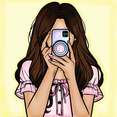 a realistic girl holding her phone taking pictures