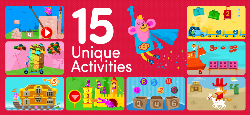 Collage of 15 unique educational math activities for toddlers featuring counting and number games