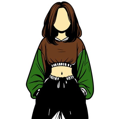 realistic girl faceless with baggy pants and a crop top