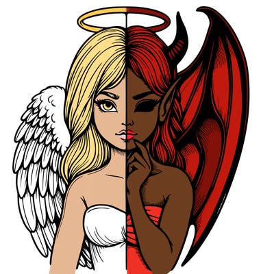 realistic angel half demon