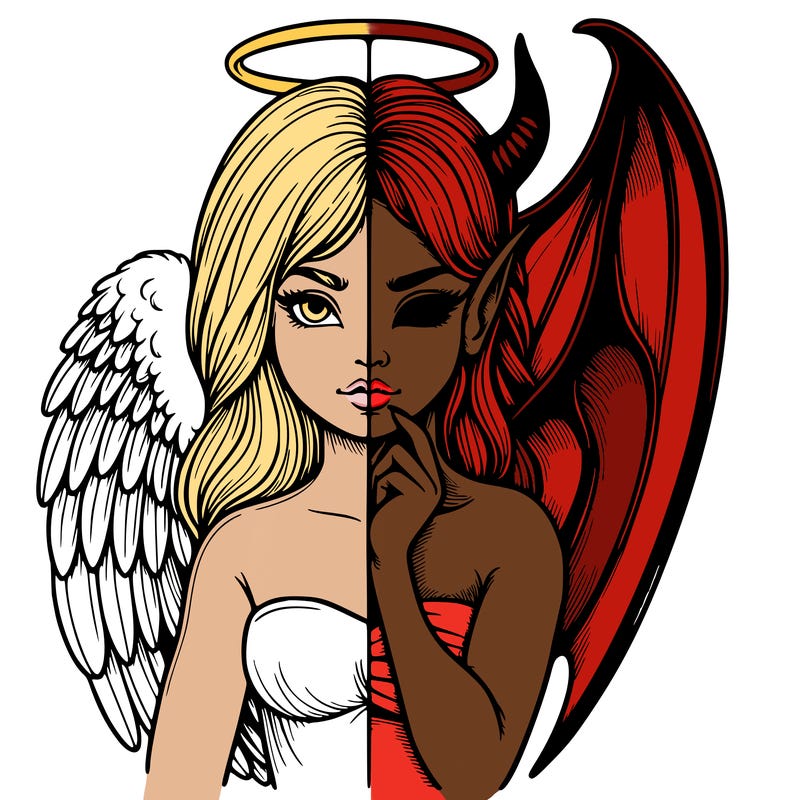 realistic angel half demon