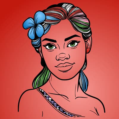 a realistic polynesian woman with a samoan pacific look and a taupou