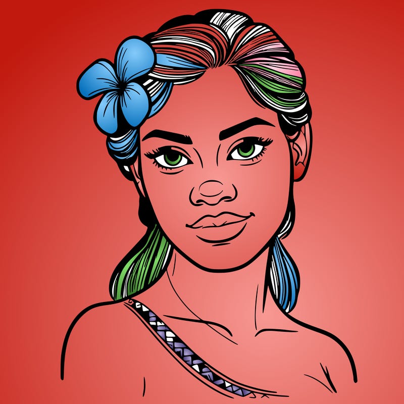 a realistic polynesian woman with a samoan pacific look and a taupou