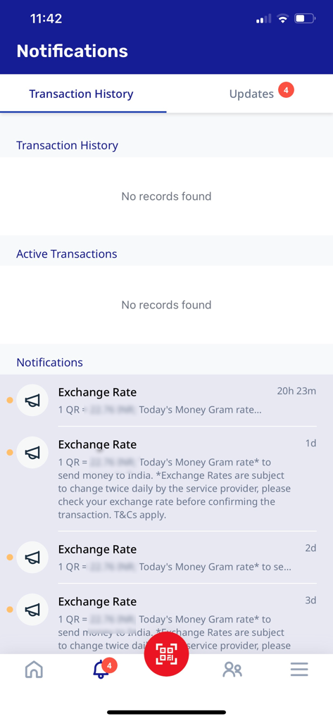 Ooredoo Money - Ooredoo Money app notifications showing exchange rate updates