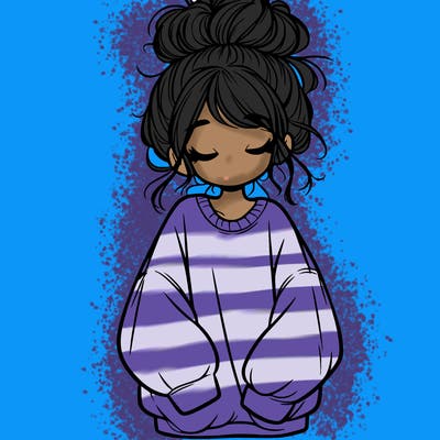 girl with baggy sweatshirt and messy bun