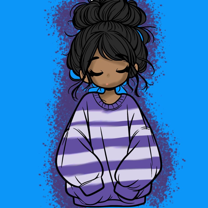 girl with baggy sweatshirt and messy bun