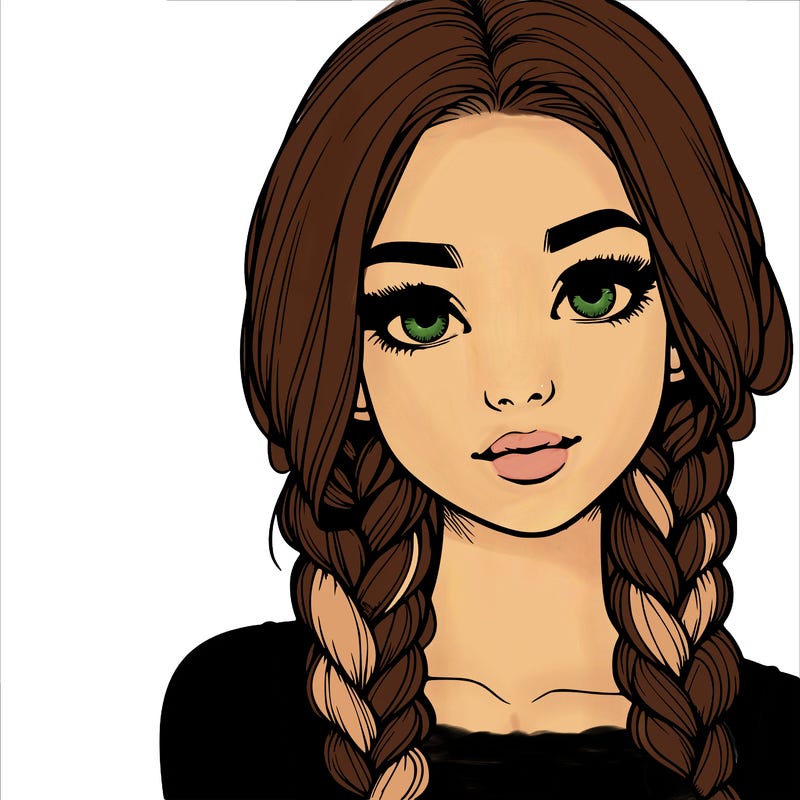 realistic girl with braids