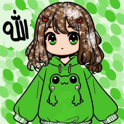 girl wearing frogging sweatshirt