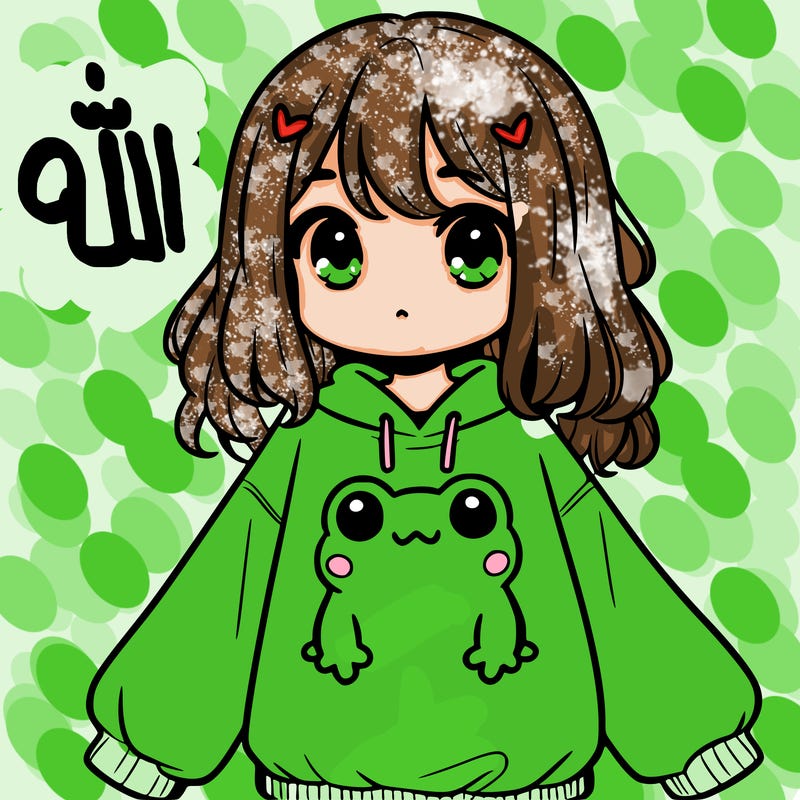 girl wearing frogging sweatshirt