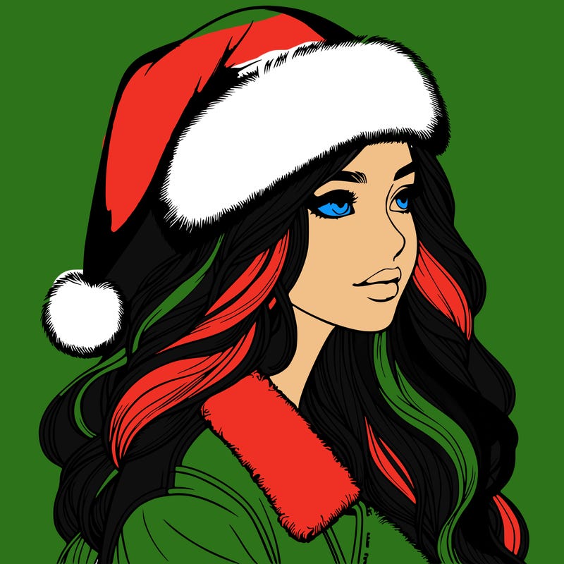 realistic girl in santa hat